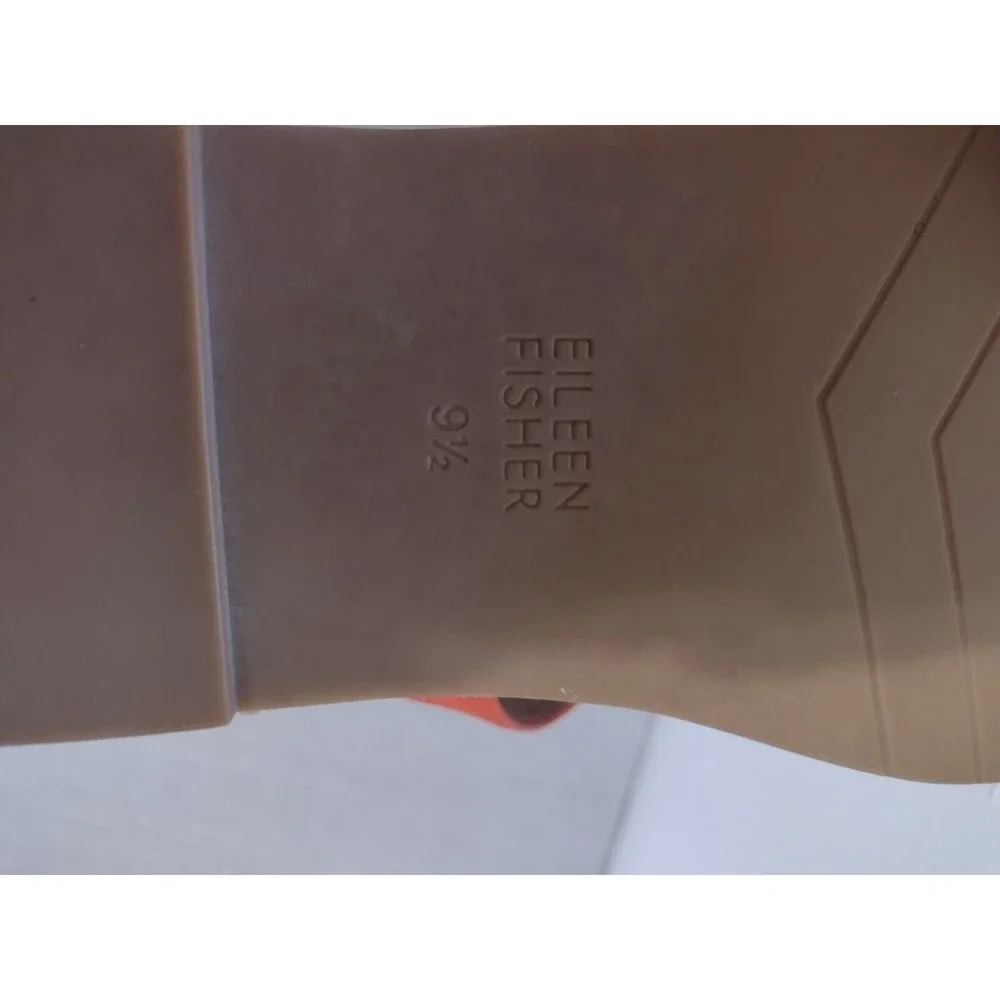 Eileen Fisher Orange Leather Espadrille Slingback Sandals